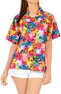 Ladies Hawaiian Shirt Beach Top Casual Tank Blouses Aloha Holiday Button Down