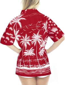 la-leela-womens-beach-casual-hawaiian-blouse-short-sleeves-button-down-shirt-Red-Palm-Tree-printed