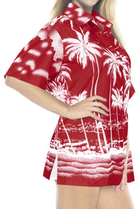 la-leela-womens-beach-casual-hawaiian-blouse-short-sleeves-button-down-shirt-Red-Palm-Tree-printed