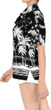 Load image into Gallery viewer, LA LEELA Women&#39;s Beach Casual Hawaiian Blouse Short Sleeves button Down Shirt Black