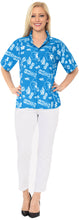 Load image into Gallery viewer, LA LEELA Women&#39;s Vacation Boyfriend Shirt Hawaiian Tops Sky, Chalk Drawing