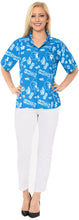 Load image into Gallery viewer, LA LEELA Women&#39;s Vacation Boyfriend Shirt Hawaiian Tops Sky, Chalk Drawing