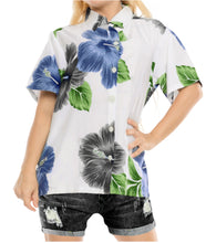 Load image into Gallery viewer, LA LEELA Women&#39;s Summer TOP Beach Short Sleeve Camp Casual Blouse BEACHVIEW