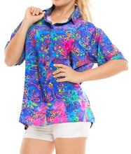 Load image into Gallery viewer, la-leela-womens-beach-casual-hawaiian-blouse-short-sleeve-button-down-shirt-multicolor-drt-1