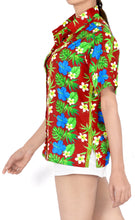 Load image into Gallery viewer, La Leela Women&#39;s Hawaiian Hibiscus Relaxed fit Beach Aloha Tropical Beach  Short Sleeve Floral Printed  Shirt Tanager Red