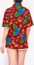 Load image into Gallery viewer, La Leela Women&#39;s Waiola Relaxed fit Beach Hawaiian Aloha Tropical Beach Short Sleeve Floral Printed Shirt Red