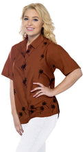 Load image into Gallery viewer, la-leela-mens-beach-hawaiian-casual-aloha-button-down-short-sleeve-shirt-brown_x478