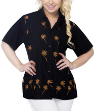 Load image into Gallery viewer, la-leela-mens-beach-hawaiian-casual-aloha-button-down-short-sleeve-shirt-black_x476