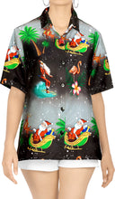 Load image into Gallery viewer, LA LEELA Christmas Womens Hawaiian Blouse Shirt Relaxed Fit Tropical Beach Shirt Printed