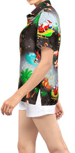 Load image into Gallery viewer, LA LEELA Christmas Womens Hawaiian Blouse Shirt Relaxed Fit Tropical Beach Shirt Printed