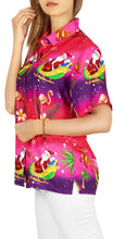 Load image into Gallery viewer, LA LEELA Christmas Likre HD santa Casual Aloha Beach Shirt Printed