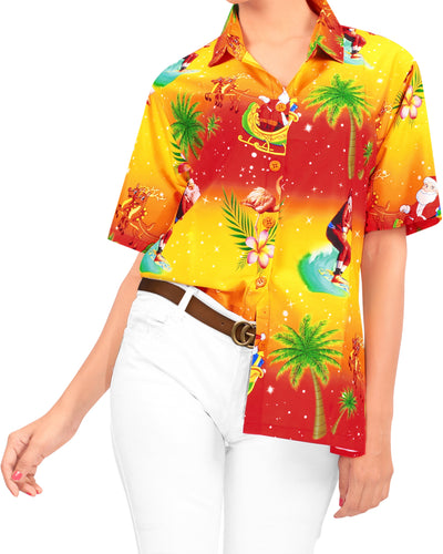 Women Hawaiian Shirt Beach Top Blouses Casual Aloha Holiday Tank Collar Boho