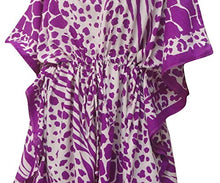 Load image into Gallery viewer, la-leela-cover-ups-animal-printed-beach-swim-caftan-purple