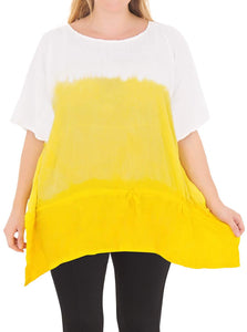 Casual Loose Fit Plus Size Kimono Loose Beachwear Women's Top Yellow 14 - 18
