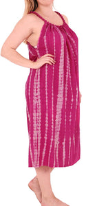 Women Rayon Embroidered Tie dye Caftan Casual Beach Swimwear Cover ups Pink