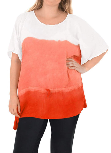 Casual Loose Fit Plus Size Kimono Loose Beachwear Women's Top Orange 14 - 18