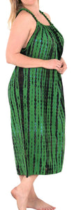 RAYON Plus Size Beachwear Bikini Swimwear Loose Fit Cover up Tank Dress Green