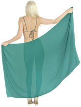 Load image into Gallery viewer, la-leela-womens-beach-cover-up-sarong-swimsuit-cover-up-solid-pareo-sheer-chiffon
