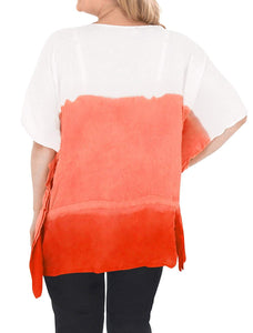 Casual Loose Fit Plus Size Kimono Loose Beachwear Women's Top Orange 14 - 18