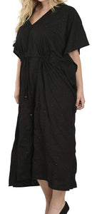 LA LEELA Rayon 8 Solid Women's Kaftan Style Beachwear Cover up Nightgown Dress