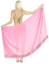 Load image into Gallery viewer, La Leela Sheer Sequin Embroidered Beach Swim Hawaiian Pareo Sarong Light Pink,One Size