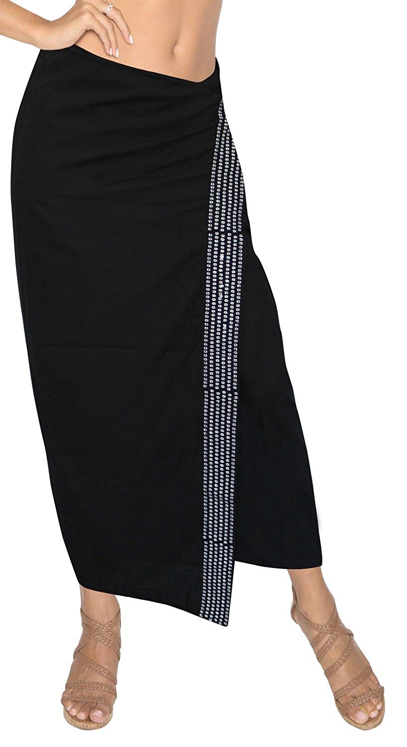 LA LEELA Women's Bikini Wrap Cover up Swimsuit Dress Sarong Solid 3 ONE ...