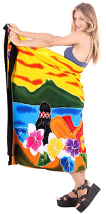 LA LEELA Womens Beach Swimsuit Cover Up Sarong Swimwear Cover-Up Wrap Skirt Plus Size Large Maxi FK