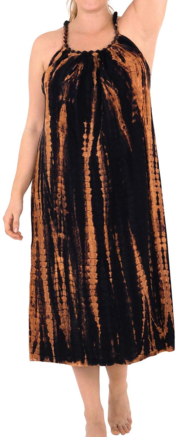 Women's Rayon Embroidered Tie dye Caftan LOOSE Beach Swimwear Cover ups Black