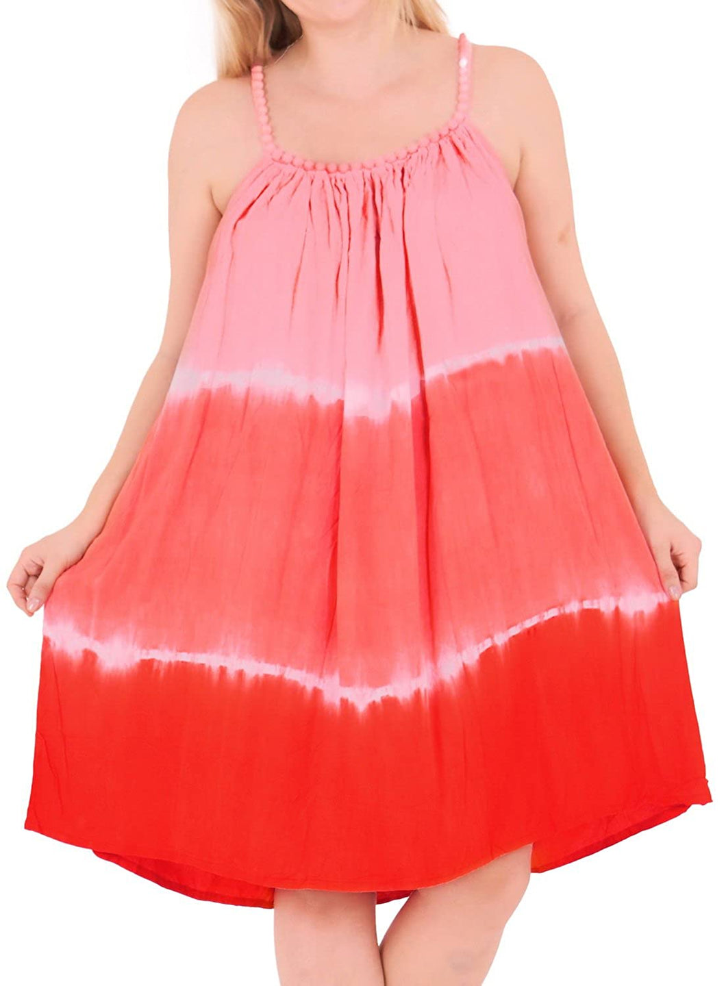 Women's Embroidered Tie Dye Swimwear Beach LOOSE Bikini Cover ups Caftan Orange