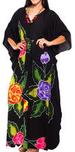 Load image into Gallery viewer, Women&#39;s Designer Hand Painted Swimwear Beach Dress Bikini Cover up Caftan Black