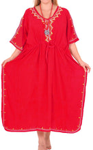 Load image into Gallery viewer, Beachwear Swimwear Swimsuit Embroidered Blouse Bikini Caftan Cover up Dress Red