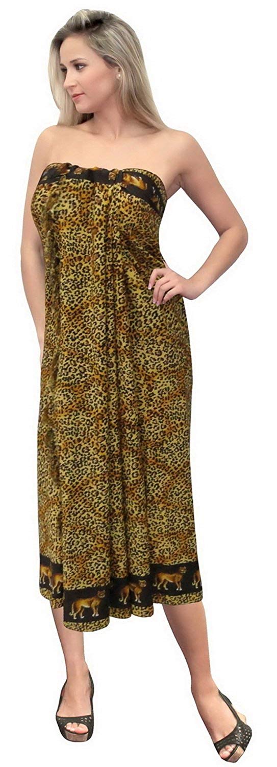 LA LEELA Women Bikini Cover up Wrap Swimwear Sarong Satin_Stripe ONE Size