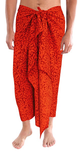 LA LEELA Hand Paint Leafy Rayon Wrap Beach Swimwear Long Pareo Men Sarong 78X39