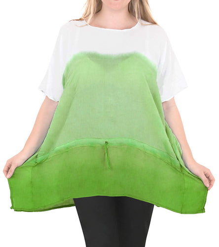 Loose Fit Plus Size Loose Beachwear Casual Blouse Women's Top Green 14 - 18