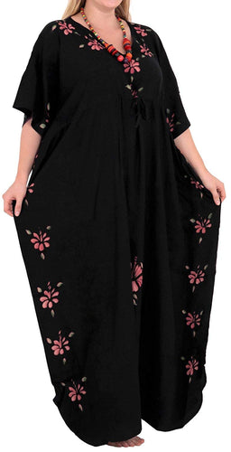 Women's Beachwear Sleeveless Rayon Cover up Dress Casual Caftans Multi  Black