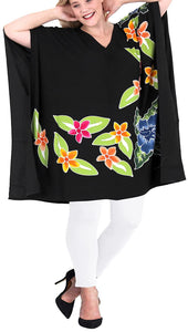 Women's Top Designer Tunic Beachwear Plus Size Loose Fit Casual Black 14 - 18