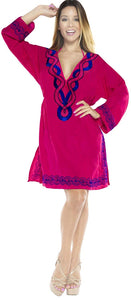 LA LEELA Rayon 01 Solid Women's Caftan Kimono Nightgown Beachwear Cover up Dress