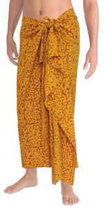 LA LEELA Hand Paint Leafy Rayon Wrap Beach Swimwear Long Pareo Men Sarong 78X39