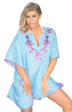 Load image into Gallery viewer, LA LEELA Women&#39;s Tassel Kaftan Swimwear Beach Cover Up Bikini Bathing Suit Cover Ups Kimono