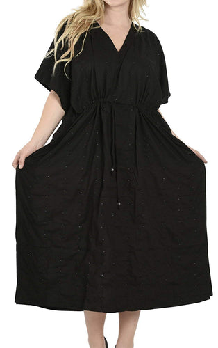 LA LEELA Rayon 8 Solid Women's Kaftan Style Beachwear Cover up Nightgown Dress