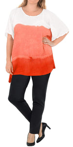 Casual Loose Fit Plus Size Kimono Loose Beachwear Women's Top Orange 14 - 18