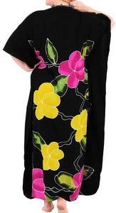Women's Beachwear Swimwear Rayon Cover ups Aloha Swimsuit Caftans Multi Black