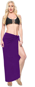 LA LEELA Women Beachwear Sarong Bikini Cover up Wrap Dress Solid 5 ONE Size