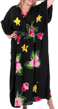 Load image into Gallery viewer, Women&#39;s Designer Hand Painted Swimwear Beach LOOSE Bikini Cover ups Black Caftan