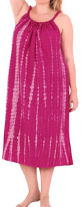 Women Rayon Embroidered Tie dye Caftan Casual Dress Beach Swimwear Cover up Pink