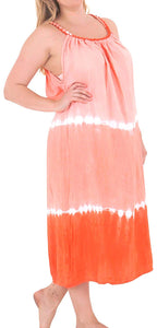 Women Tie Dye Beachwear Swimwear Rayon Sleep wear Caftan Plus Cover ups Saffron