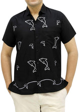 Load image into Gallery viewer, LA LEELA Shirt Casual Button Down Short Sleeve Beach Shirt Men Embroidered 180