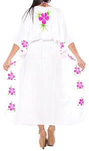 Women's Beachwear Swimwear Rayon Cover ups Aloha Swimsuit Caftans Multi White
