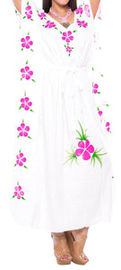 Women's Beachwear Sleeveless Rayon Cover up Dress Casual Caftans Multi White