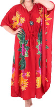 Load image into Gallery viewer, Womens Beachwear Swimwear Rayon Evening Aloha Caftan Loose Cover ups Red